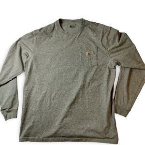 Men's Carhartt Size XLT Tall Gray Long Sleeve Crewneck T-shirt